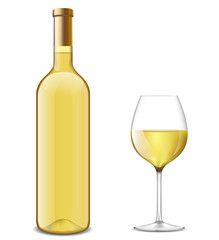bottle and glass of white wine