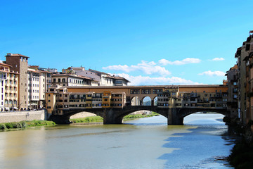 Obraz premium Florence. Italy. Summer view of the city. Ponte Vecchio. Arno River.