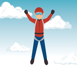 sky diver guy extreme sport vector illustration eps 10