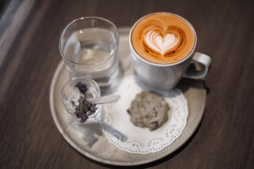 Heart on hot coffee, Cappuccino coffee hot.