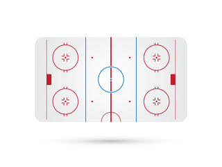 ice hockey rink with blue red skate marks vector background