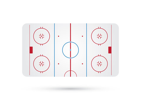 ice hockey rink with blue red skate marks vector background