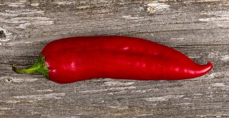 Red pepper on grey board background/Vertical close-up of red pepper