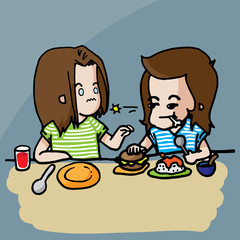 Hungry girl cute character