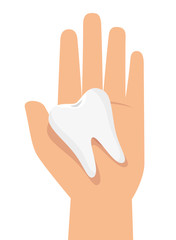Obraz premium hand hold tooth healthcare vector illustration eps 10