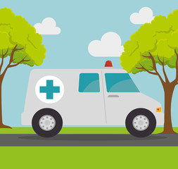 ambulance transport emergency landscape background vector illustration eps 10