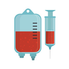 bag blood syringe laboratory vector illustration eps 10
