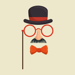 mask gentleman hat and glasses mustache bowtie vector illustration eps 10