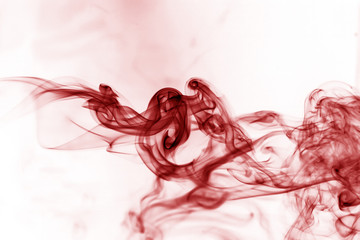 Toxic fumes movement on a white background..Red smoke movement o
