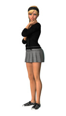 3D Rendering Teenager Girl on White