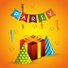 Obraz premium poster party gift hat pennant confetti vector illustration eps 10