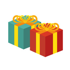 two gift boxes red and green white background vector illustration eps 10