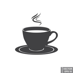 cup contour. Silhouette. The black. Icon. Flat style.