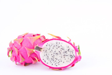 organic dragon fruit (dragonfruit) or pitaya on white background healthy dragon fruit food isolated
