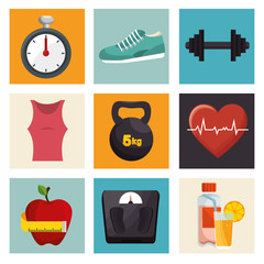 collection fitness sport equipment icons vector illustration eps 10