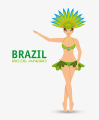 character garota brazil rio de janeiro design vector illustration eps 10