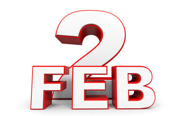 February 2. 3d text on white background.