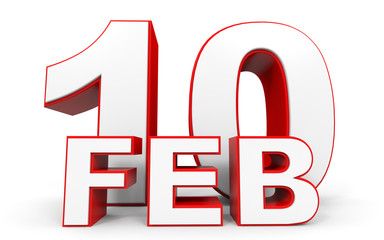 February 10. 3d text on white background.