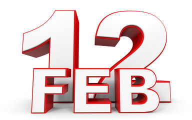 February 12. 3d text on white background.