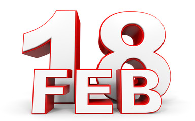 February 18. 3d text on white background.