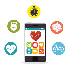 smartphone heart rate app fitness health vector illustration eps 10