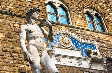 Stature of David by Michelangelo in Piazza Della Signoria, Florence