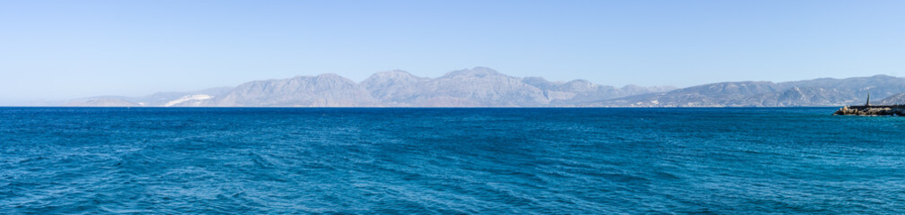 Fototapeta na wymiar Seascape. Mediterranean Sea. Crete. Greece. Panoramic view.
