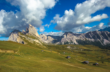 Fototapeta na wymiar Seceda peak, Odle mountain range, Gardena Valley, Dolomites