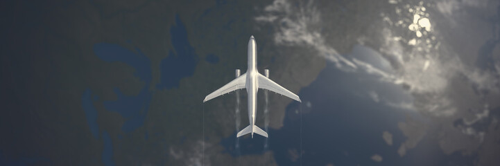 Passagierflugzeug über den Wolken