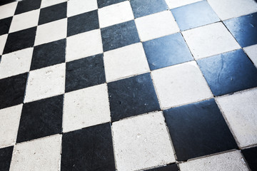 Floor tiling with checkered pattern