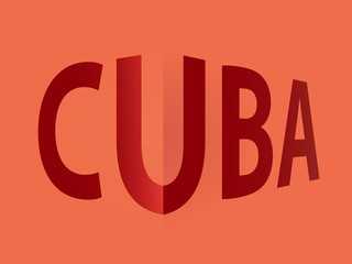 Cuba stamp. red square background.