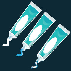 Dental hygiene concept with toothpaste color blue protect your teeth vector illustration.