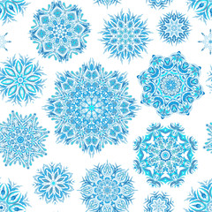 Winter seamless pattern with beautiful snowflakes. Vector illustration