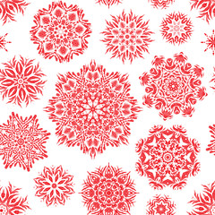 Fototapeta na wymiar Winter seamless pattern with beautiful snowflakes. Vector illustration