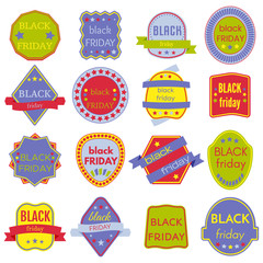 Black Friday Sale Vector Badges and Labels. Set of Black Friday Stickers and Banners. 
