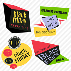 Black Friday Sale Vector Badges and Labels. Set of Black Friday Stickers and Banners.

