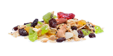 Mix Snacks, Mixed dried fruits and grains, cereals, sesame, whea