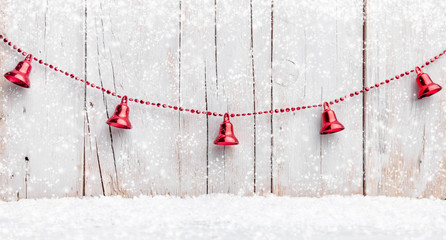 Christmas decoration background with snow