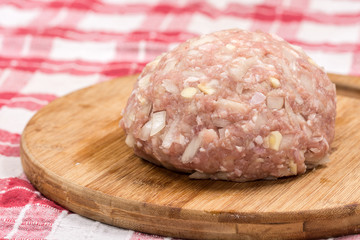 Fresh raw minced meat with chopped onions