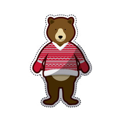 Bear icon. Christmas season decoration and celebration theme. Isolated design. Vector illustration