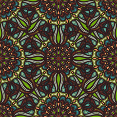 Ornate floral seamless texture, endless pattern with vintage mandala elements.