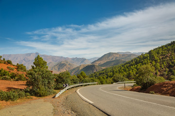 The road leading Atlas Mountains in Morocco.