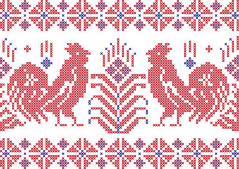 embroidered rooster on a transparent background © pvl0707