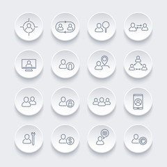 Personnel line icons set, human resources, HR, team, employee, vector illustration