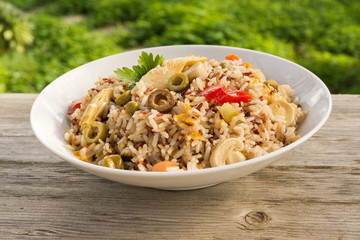 Insalata di riso integrale, brown rice salad