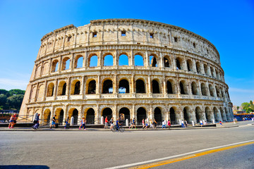Fototapeta na wymiar View of Colosseum in a sunny day in Rome, Italy