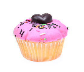 mini tasty cupcake isolated on white background