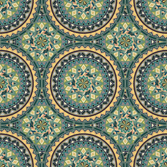 Ornate floral seamless texture, endless pattern with vintage mandala elements.