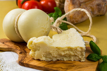 Best Italian food - fresh caciocavallo and pecorino cheese from cow and sheep