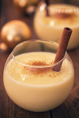 Eggnog with Cinnamon and Nutmeg at Christmas Time 